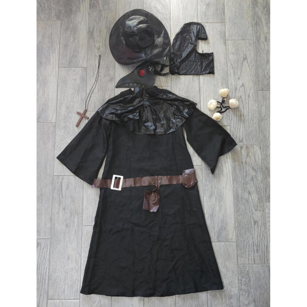 (8 pc) Child Spooktacular Creations Black Mask Plague Doctor Costume One Size
